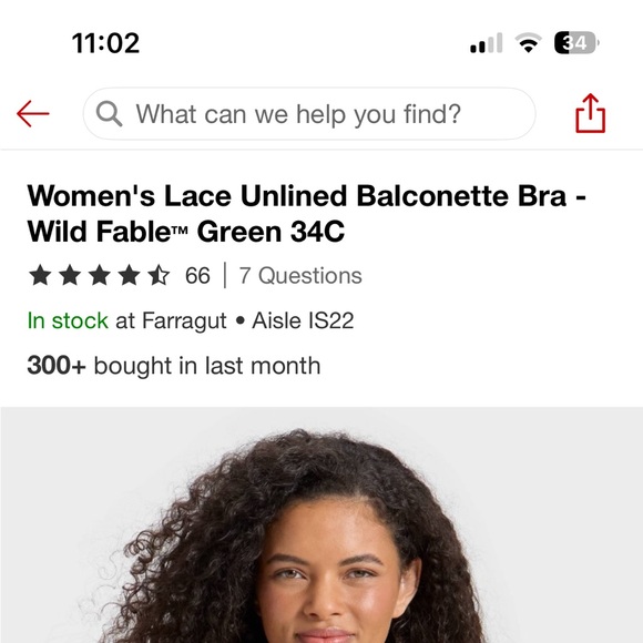 Target Green Lace Unlined Balconette 34C Bra - Picture 9 of 11